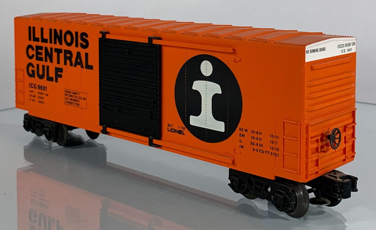 LIONEL • O GAUGE • 1976 Illinois Central Hi-Cube Boxcar 6-9601 • EX COND • LNOS