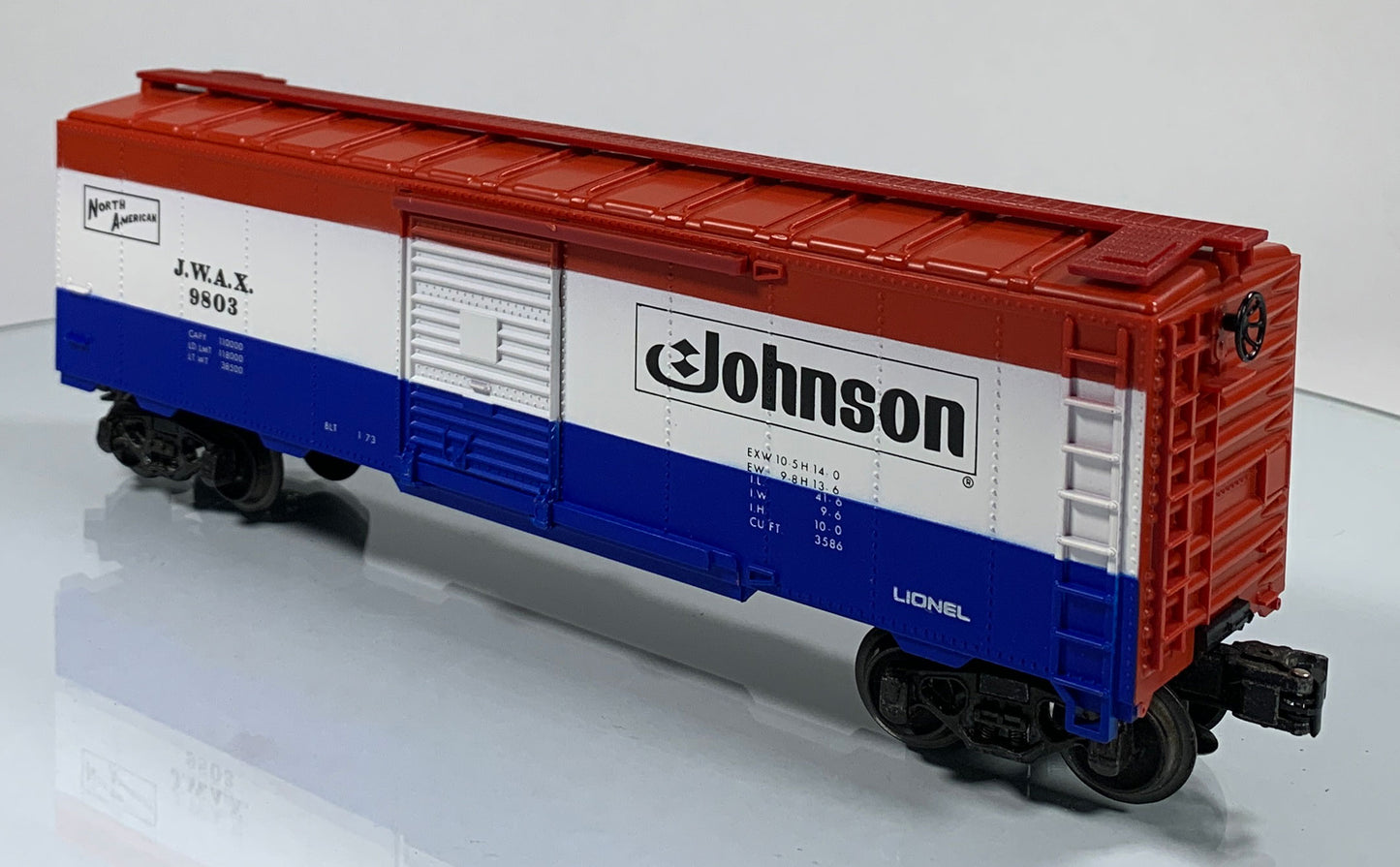 LIONEL • STD O GAUGE • 1973 Johnson Wax Boxcar 6-9803 • EX COND