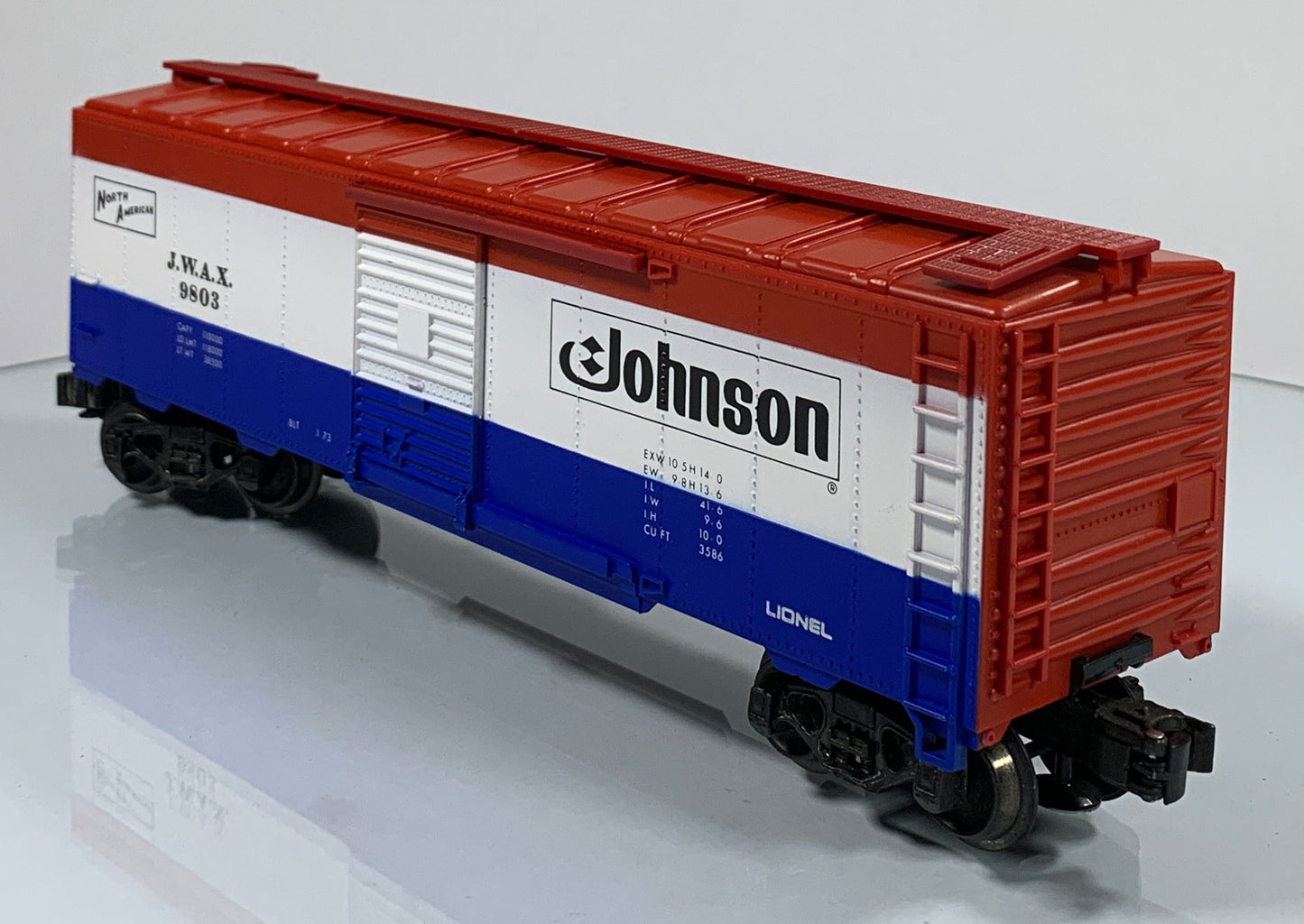 LIONEL • STD O GAUGE • 1973 Johnson Wax Boxcar 6-9803 • EX COND