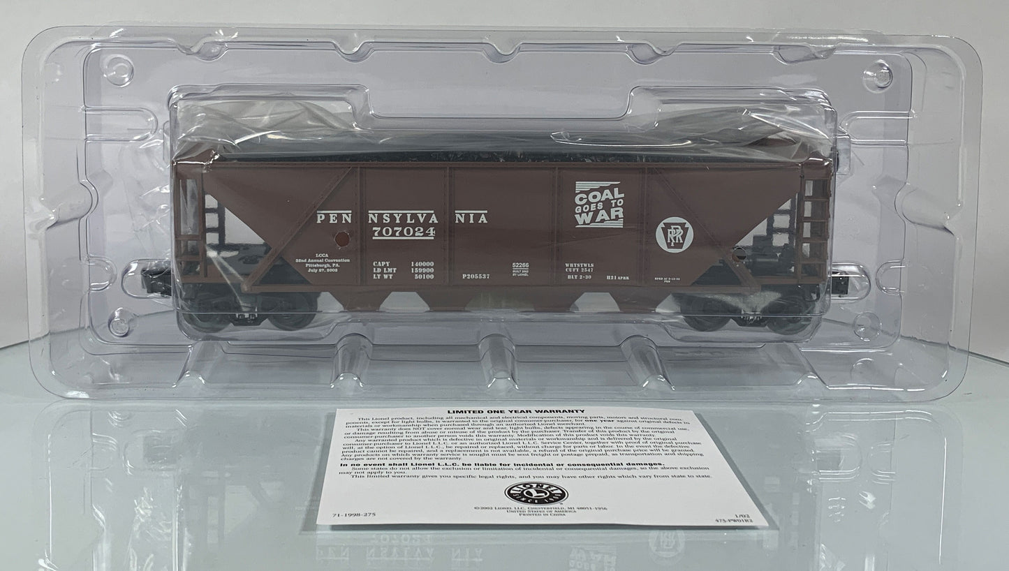 LIONEL • O GAUGE • 2002 LCCA Pennsylvania Four Bay Hopper Car 6-52266 • NEW OLD STOCK