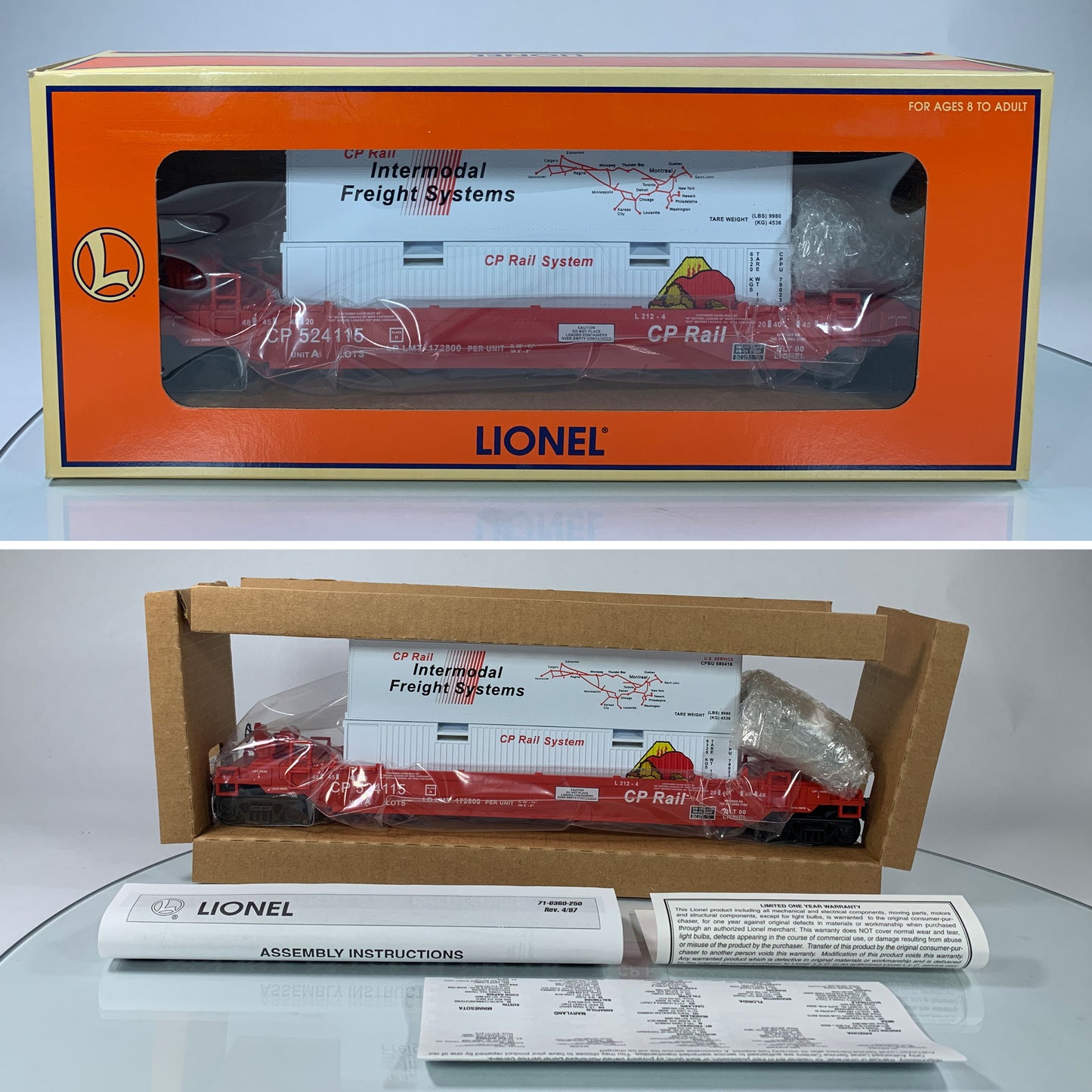 LIONEL • O GAUGE • 2000 LOTS Double Stack CP Rail Well Car 6-52196 • NEW OLD STOCK