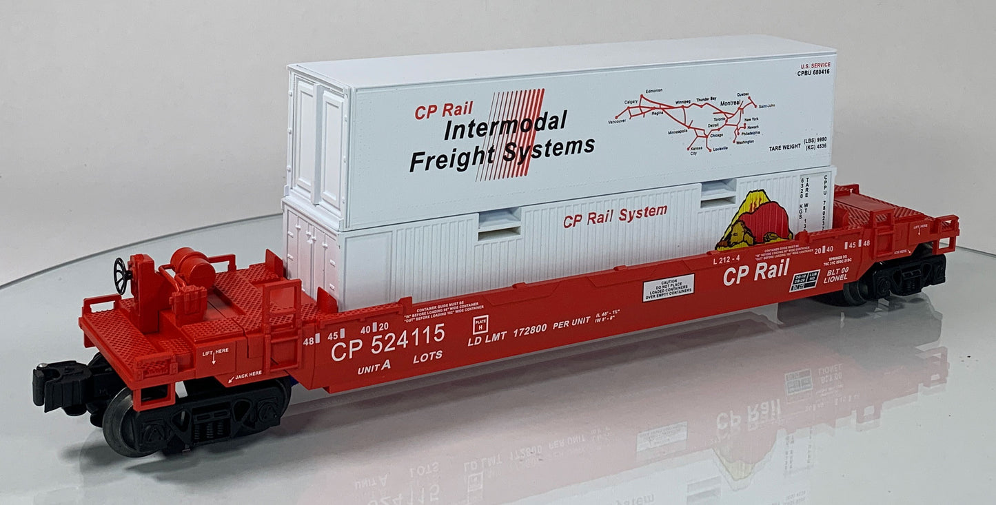 LIONEL • O GAUGE • 2000 LOTS Double Stack CP Rail Well Car 6-52196 • NEW OLD STOCK