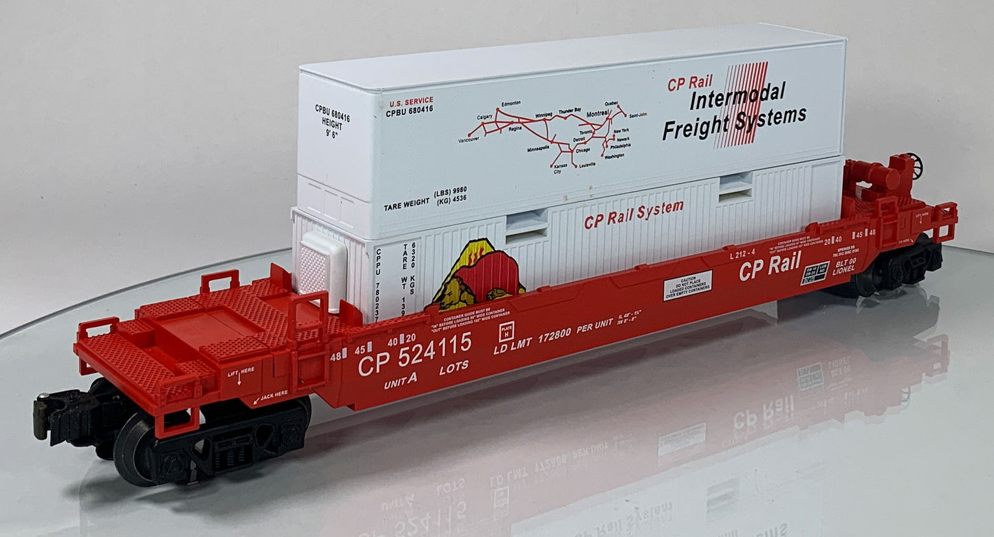 LIONEL • O GAUGE • 2000 LOTS Double Stack CP Rail Well Car 6-52196 • NEW OLD STOCK