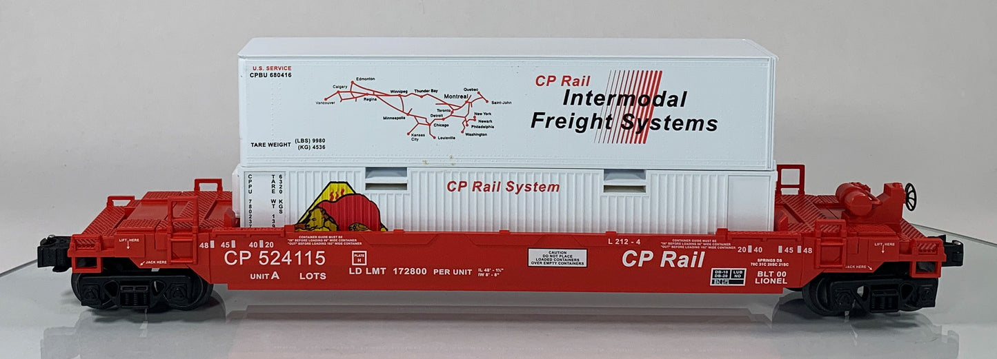 LIONEL • O GAUGE • 2000 LOTS Double Stack CP Rail Well Car 6-52196 • NEW OLD STOCK
