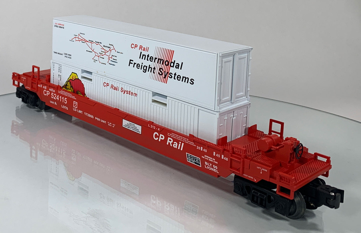 LIONEL • O GAUGE • 2000 LOTS Double Stack CP Rail Well Car 6-52196 • NEW OLD STOCK