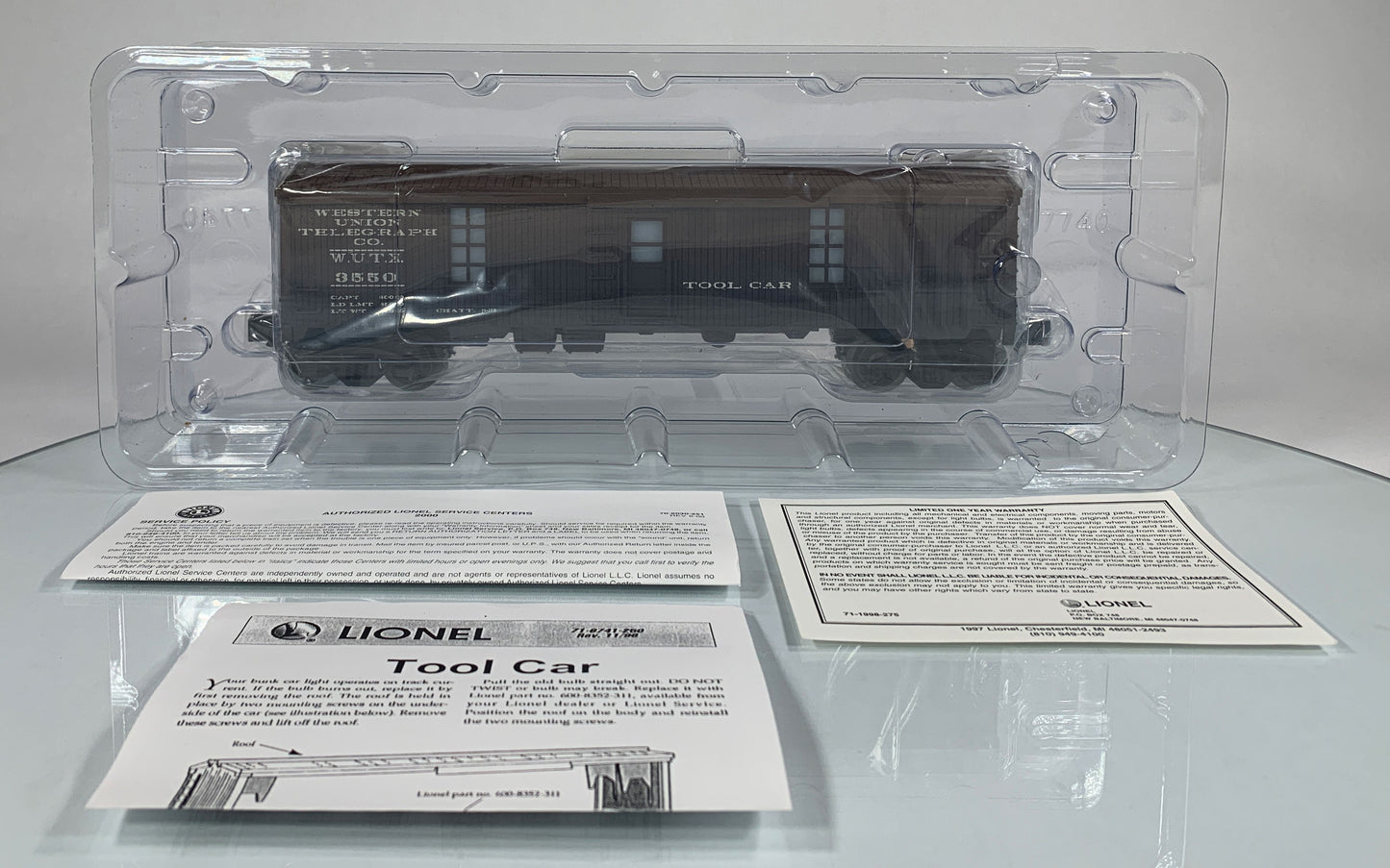 LIONEL • O GAUGE • 2000 LRRC Western Union Telegraph Co Illuminated Tool Car 6-29295 • NEW OLD STOCK