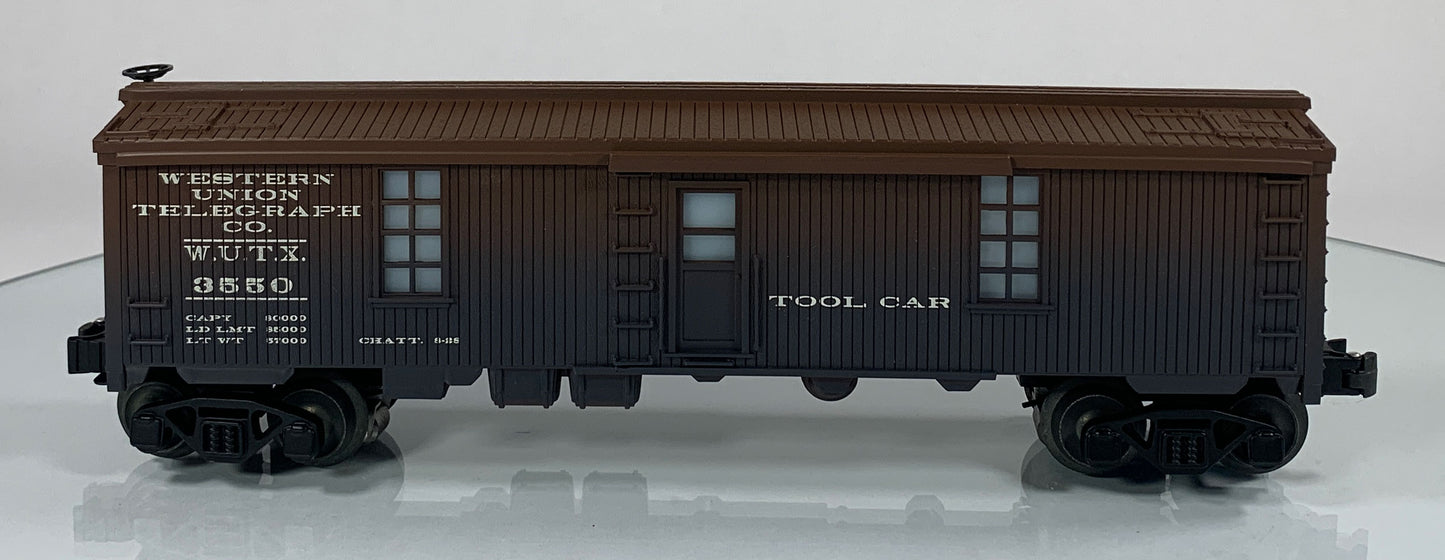 LIONEL • O GAUGE • 2000 LRRC Western Union Telegraph Co Illuminated Tool Car 6-29295 • NEW OLD STOCK