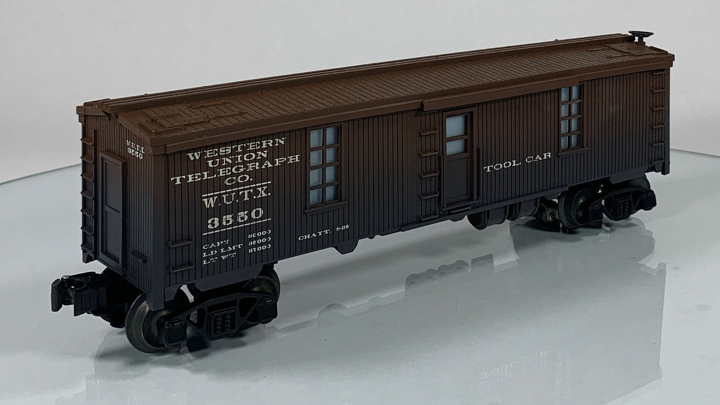 LIONEL • O GAUGE • 2000 LRRC Western Union Telegraph Co Illuminated Tool Car 6-29295 • NEW OLD STOCK