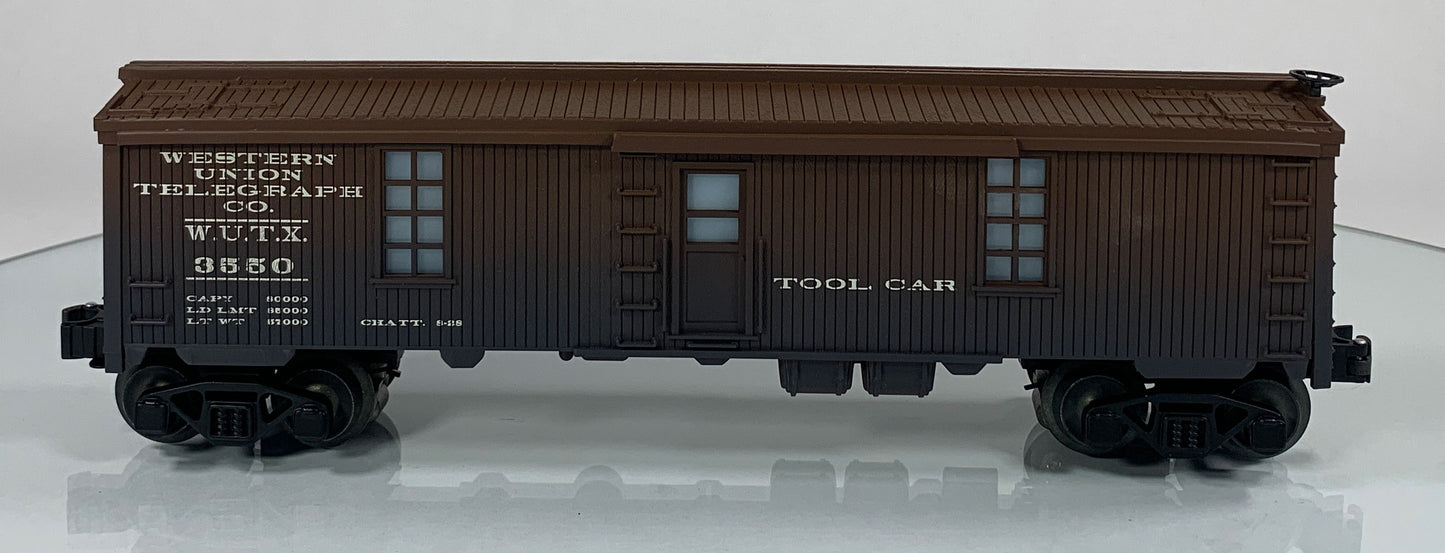 LIONEL • O GAUGE • 2000 LRRC Western Union Telegraph Co Illuminated Tool Car 6-29295 • NEW OLD STOCK