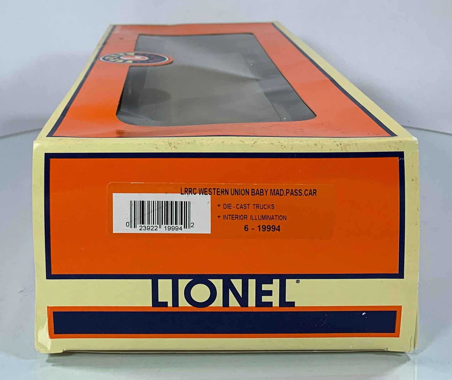 LIONEL • O GAUGE • 2001 LRRC Western Union Baby Madison Illuminated Passenger Car 6-19994 • NEW OLD STOCK