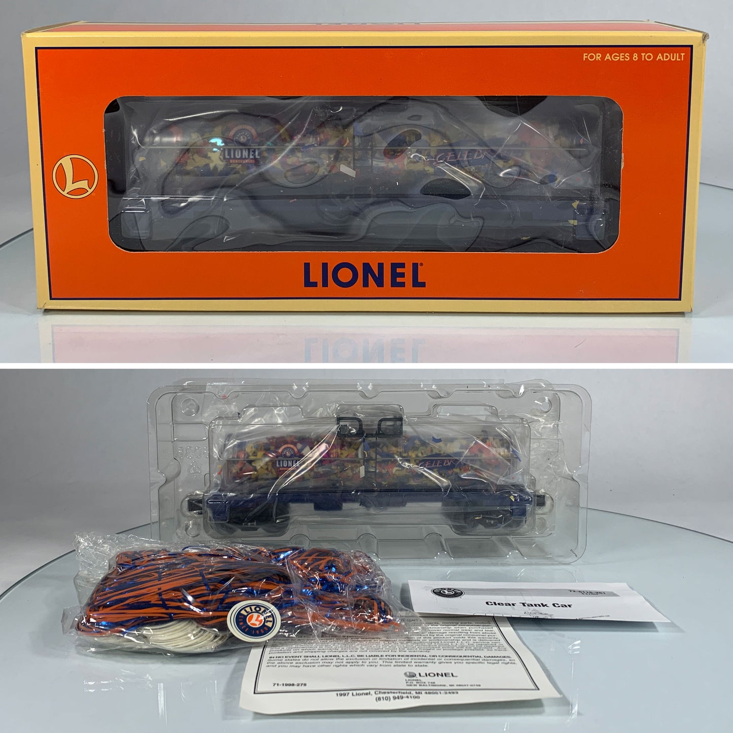 LIONEL • O GAUGE • 2000 Lionel Centennial Confetti Tank Car 6-26115 • NEW OLD STOCK