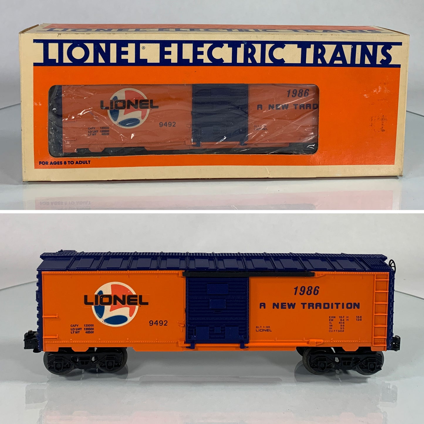 LIONEL • O GAUGE • 1986 Lionel Lines New Tradition Boxcar 6-9492 • NEW OLD STOCK