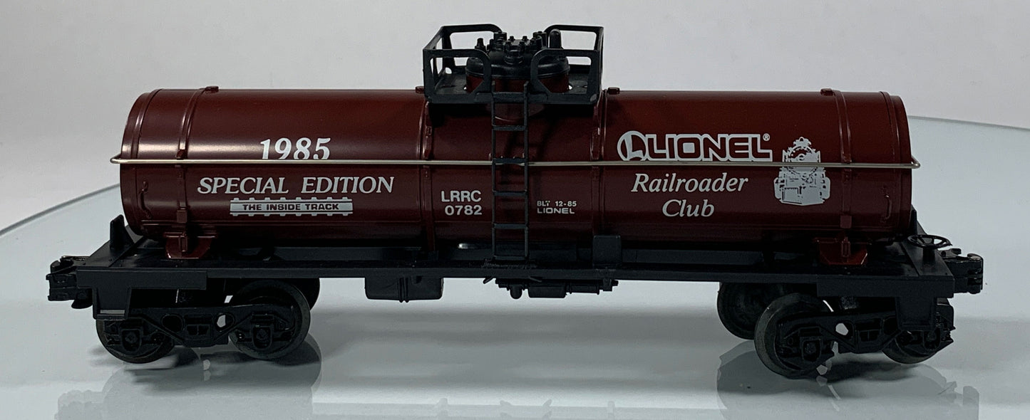 LIONEL • O GAUGE • 1985 Lionel LRRC Inside Track Tank Car 6-0782 • NEW OLD STOCK