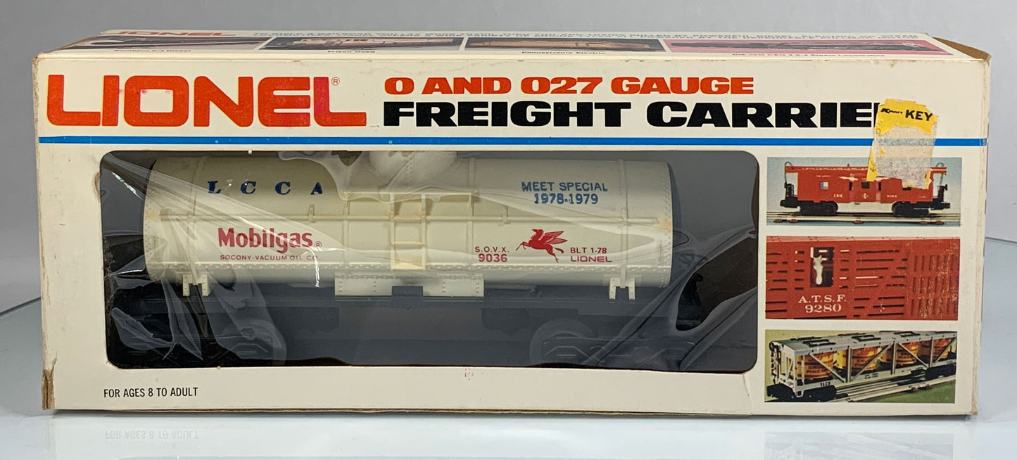 LIONEL • O GAUGE • 1978-1979 Mobilgas LCCA Meet Special Tank 6-9036 • EX COND