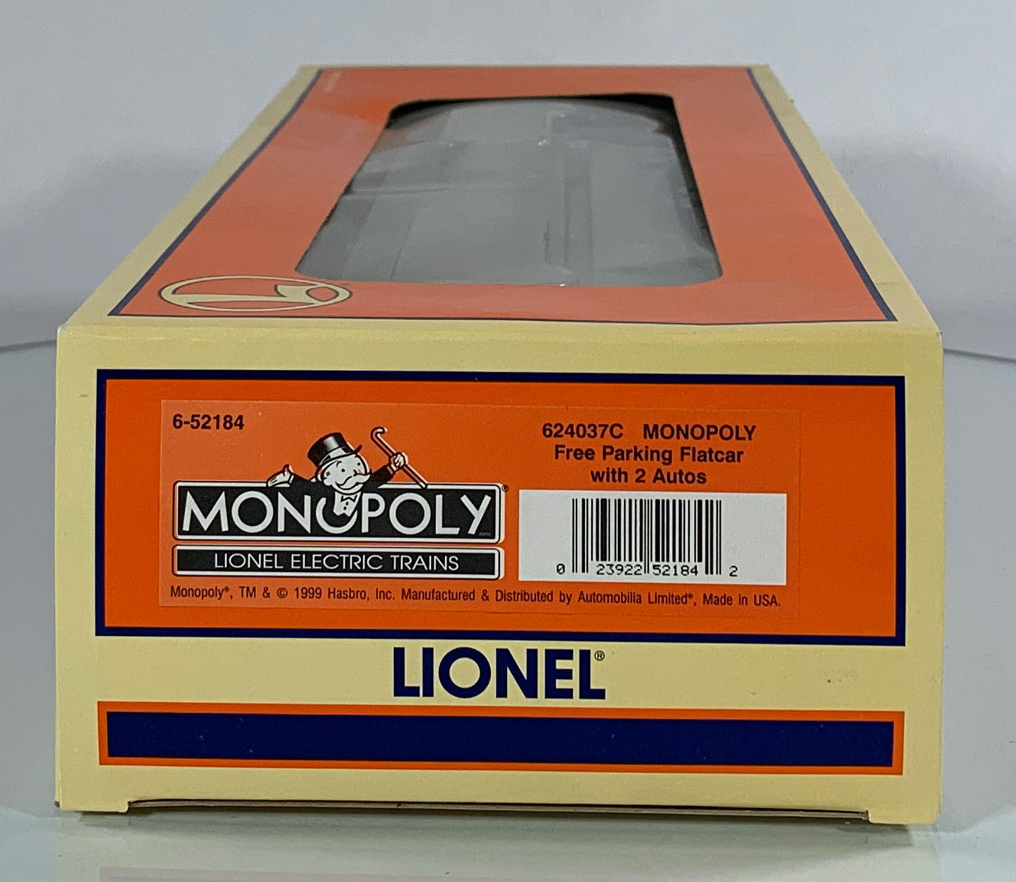 LIONEL • O GAUGE • 1999 Monopoly Free Parking Flatcar w 2 Autos 6-52184 • NEW OLD STOCK