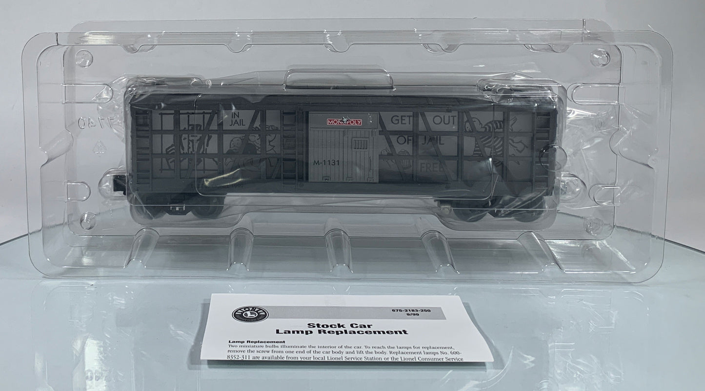 LIONEL • O GAUGE • 1999 Monopoly –Go to Jail Illuminated Stockade Car 6-52183 • NEW OLD STOCK