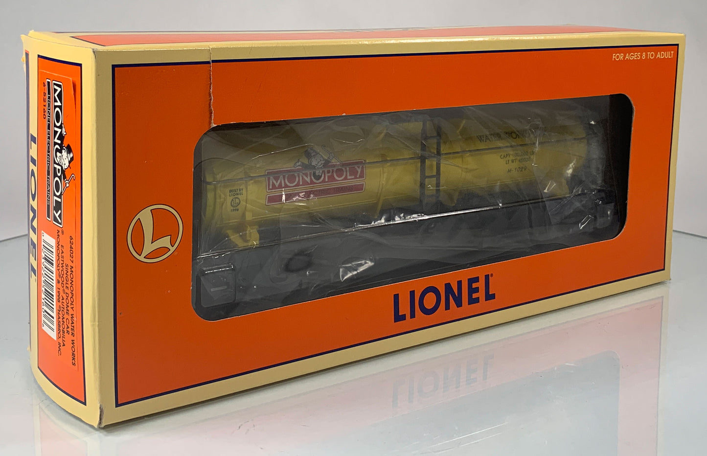 LIONEL • O GAUGE • 1998 Monopoly Water Works Single Dome Tank Car 6-52160 • NEW OLD STOCK