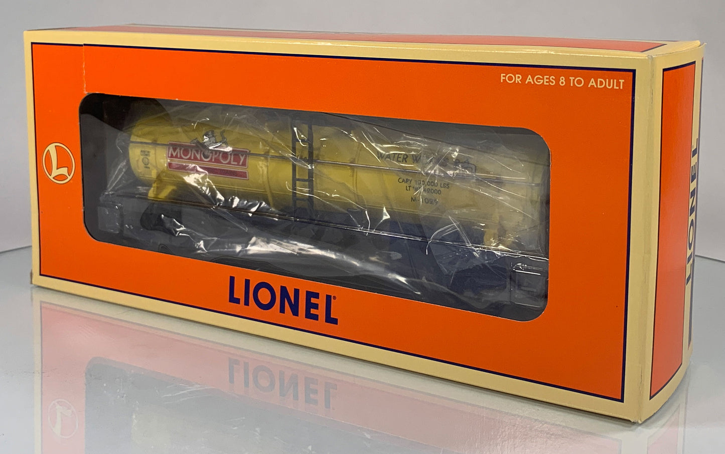 LIONEL • O GAUGE • 1998 Monopoly Water Works Single Dome Tank Car 6-52160 • NEW OLD STOCK