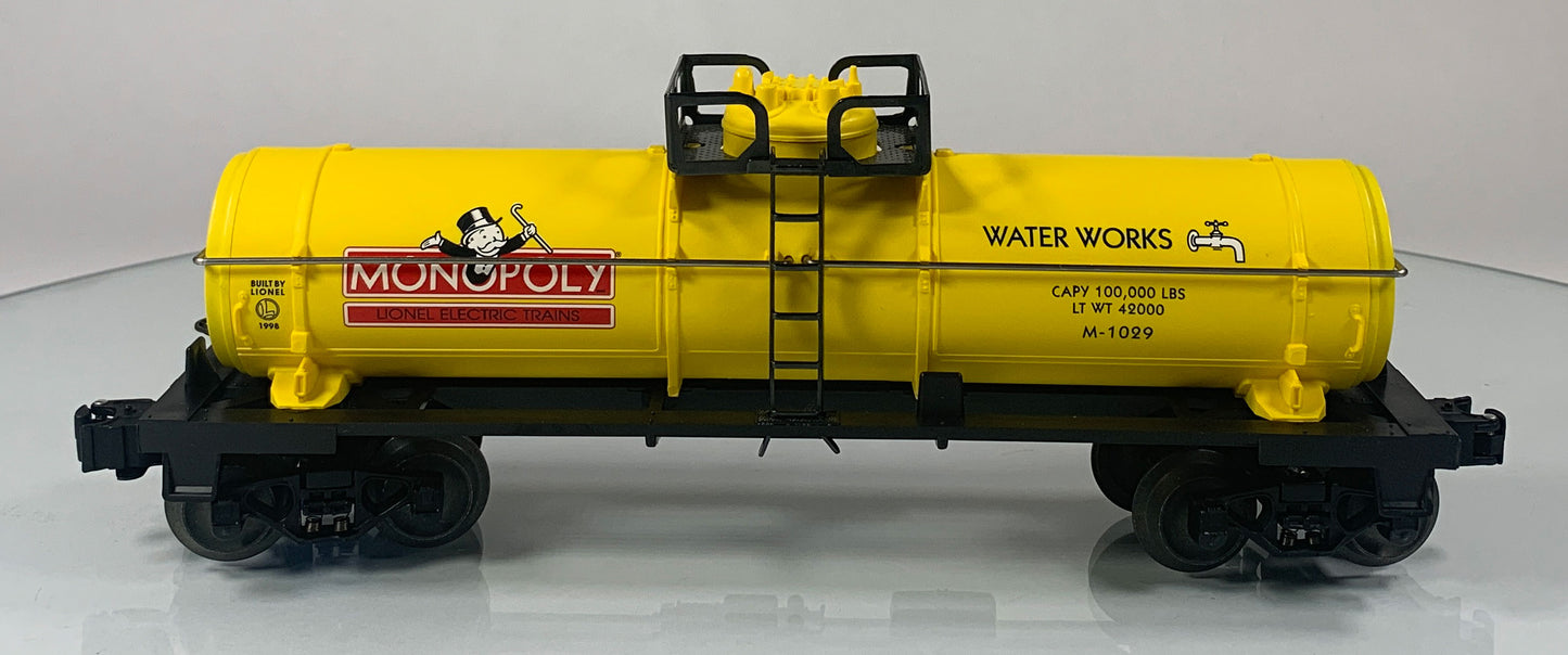 LIONEL • O GAUGE • 1998 Monopoly Water Works Single Dome Tank Car 6-52160 • NEW OLD STOCK