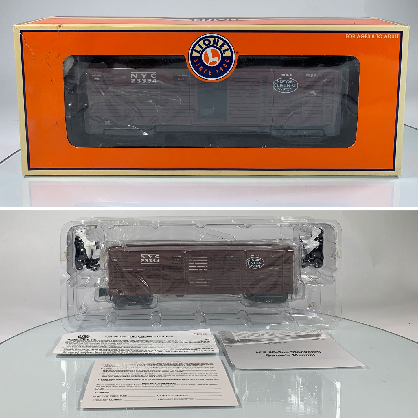 LIONEL • O GAUGE • 2002 New York Central 40-Ton Stock Car 6-17703 • NEW OLD STOCK