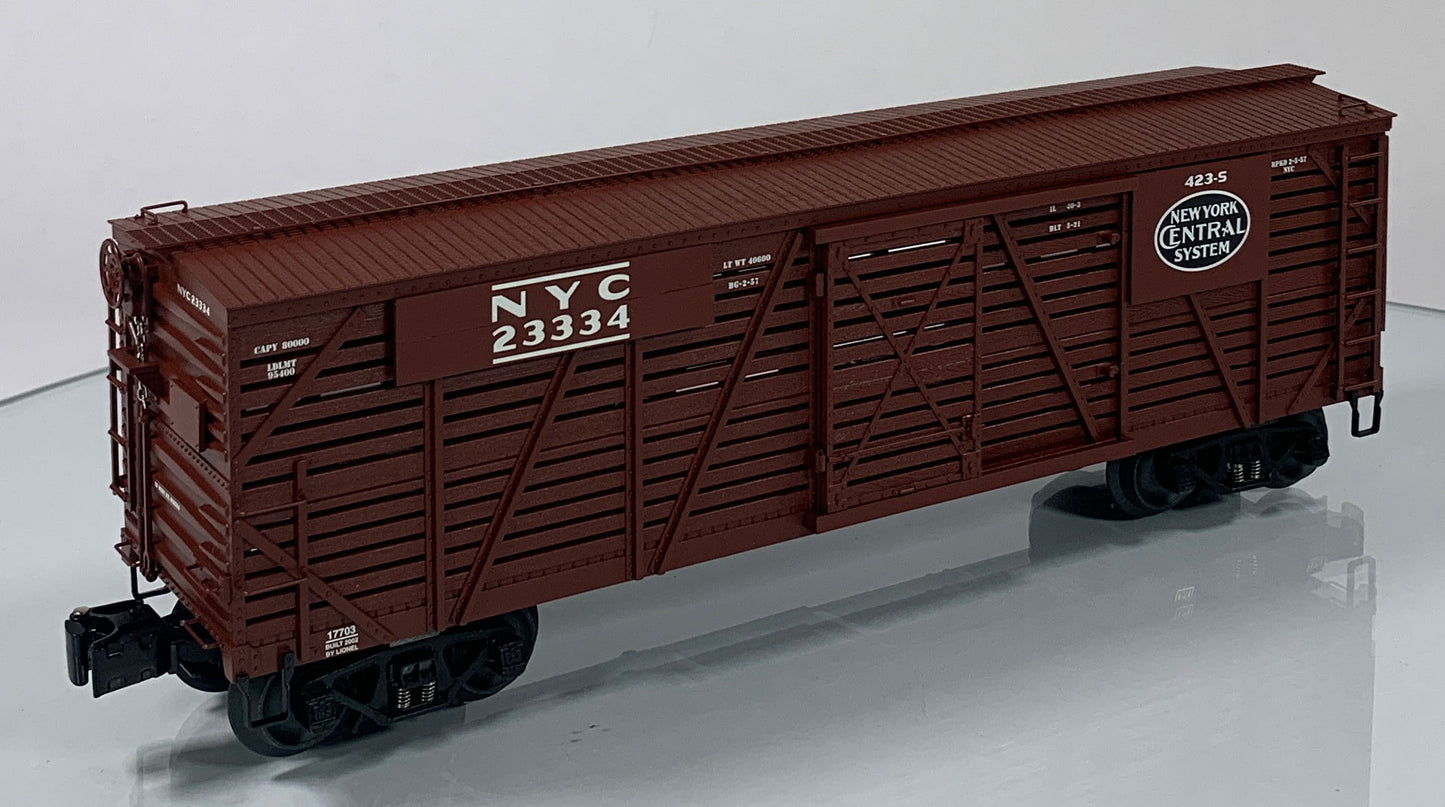 LIONEL • O GAUGE • 2002 New York Central 40-Ton Stock Car 6-17703 • NEW OLD STOCK