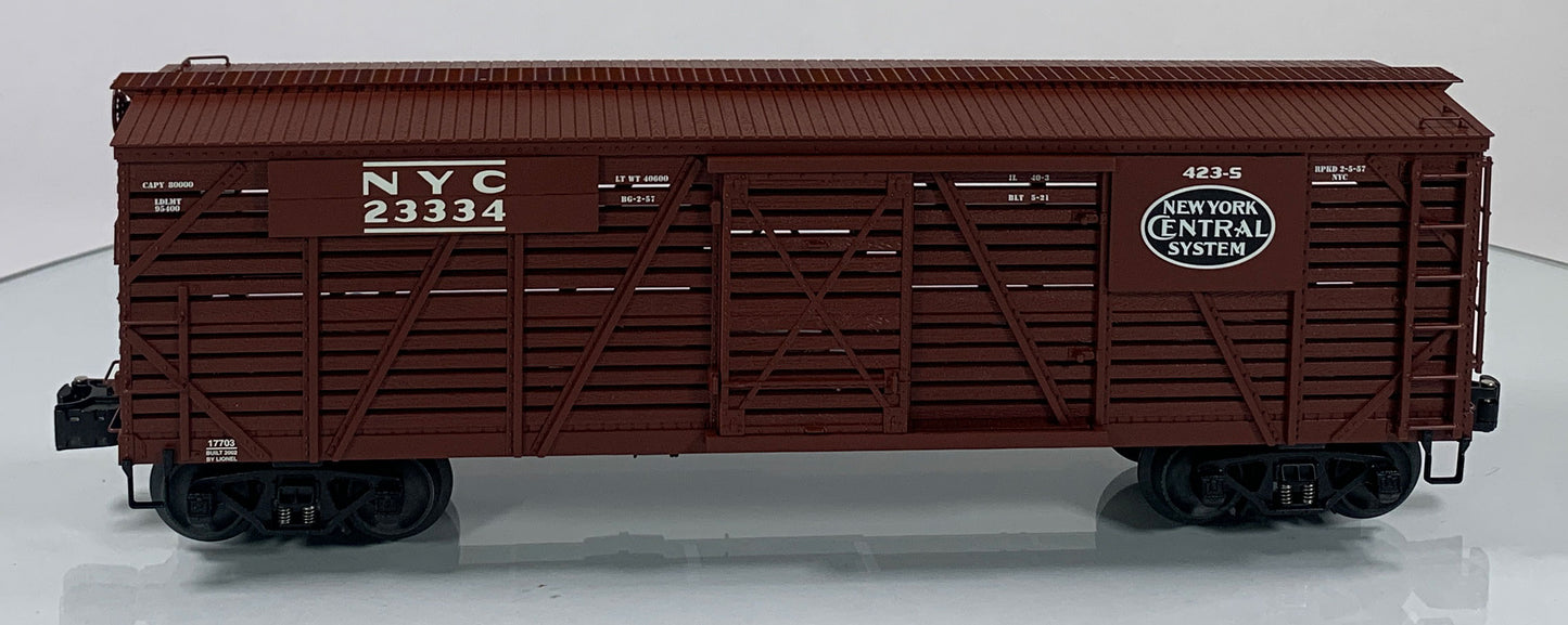 LIONEL • O GAUGE • 2002 New York Central 40-Ton Stock Car 6-17703 • NEW OLD STOCK