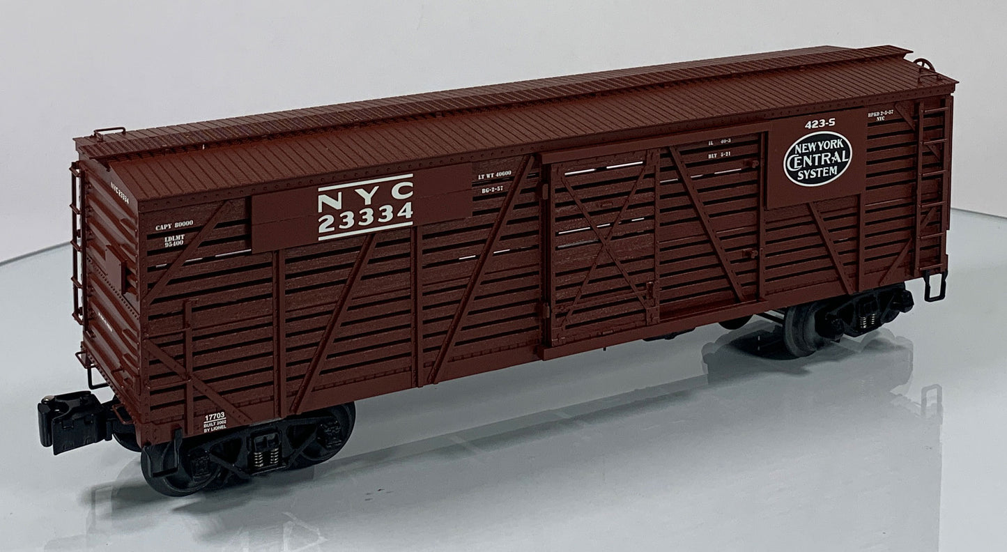 LIONEL • O GAUGE • 2002 New York Central 40-Ton Stock Car 6-17703 • NEW OLD STOCK