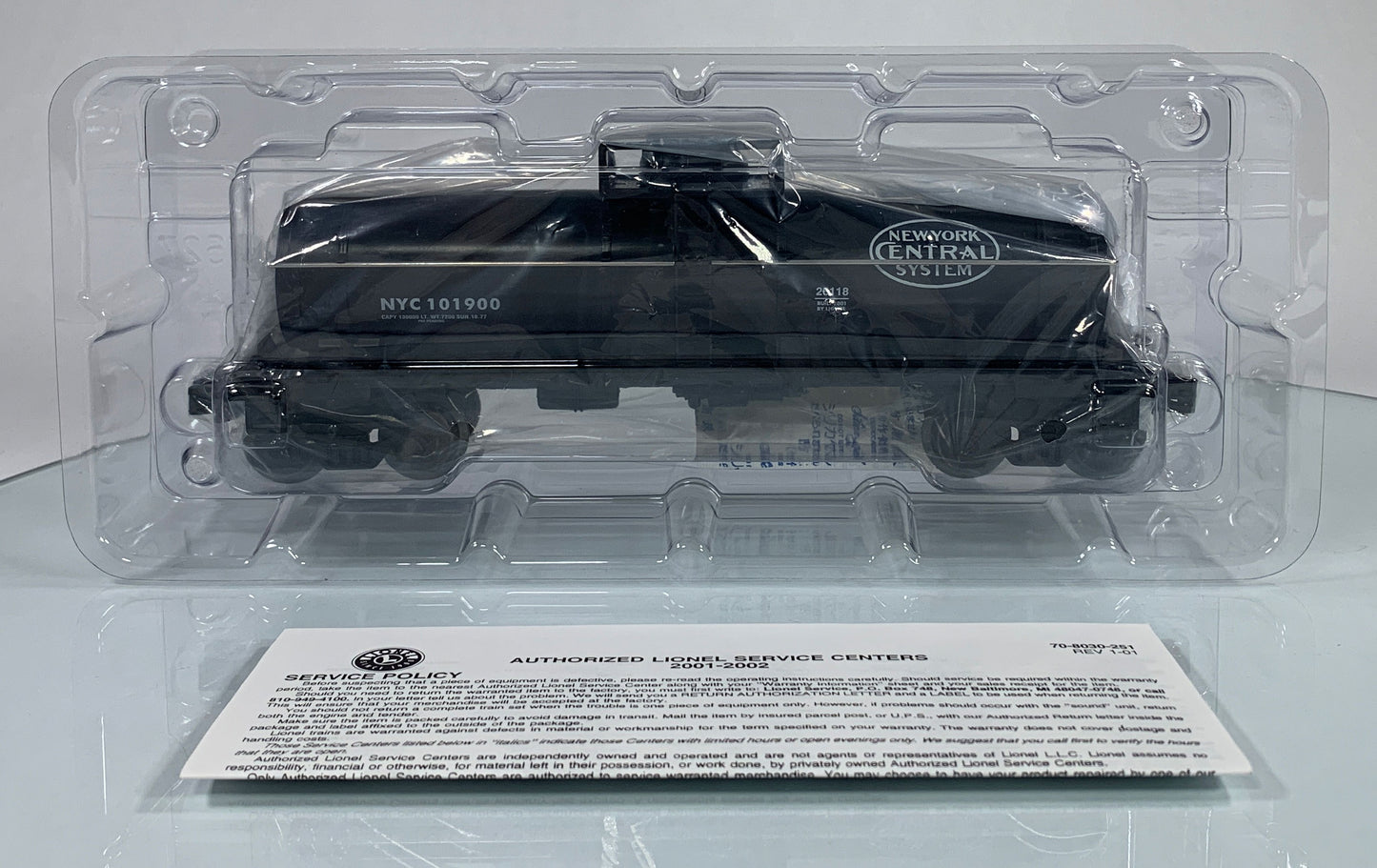 LIONEL • O GAUGE • 2001 New York Central Single Dome Tank Car 6-26118 • NEW OLD STOCK