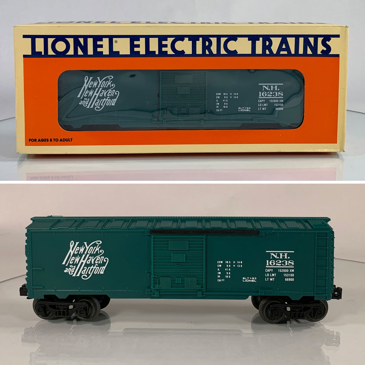 LIONEL • O GAUGE • 1993 New York New Haven Hartford Boxcar 6-16238 • NEW OLD STOCK