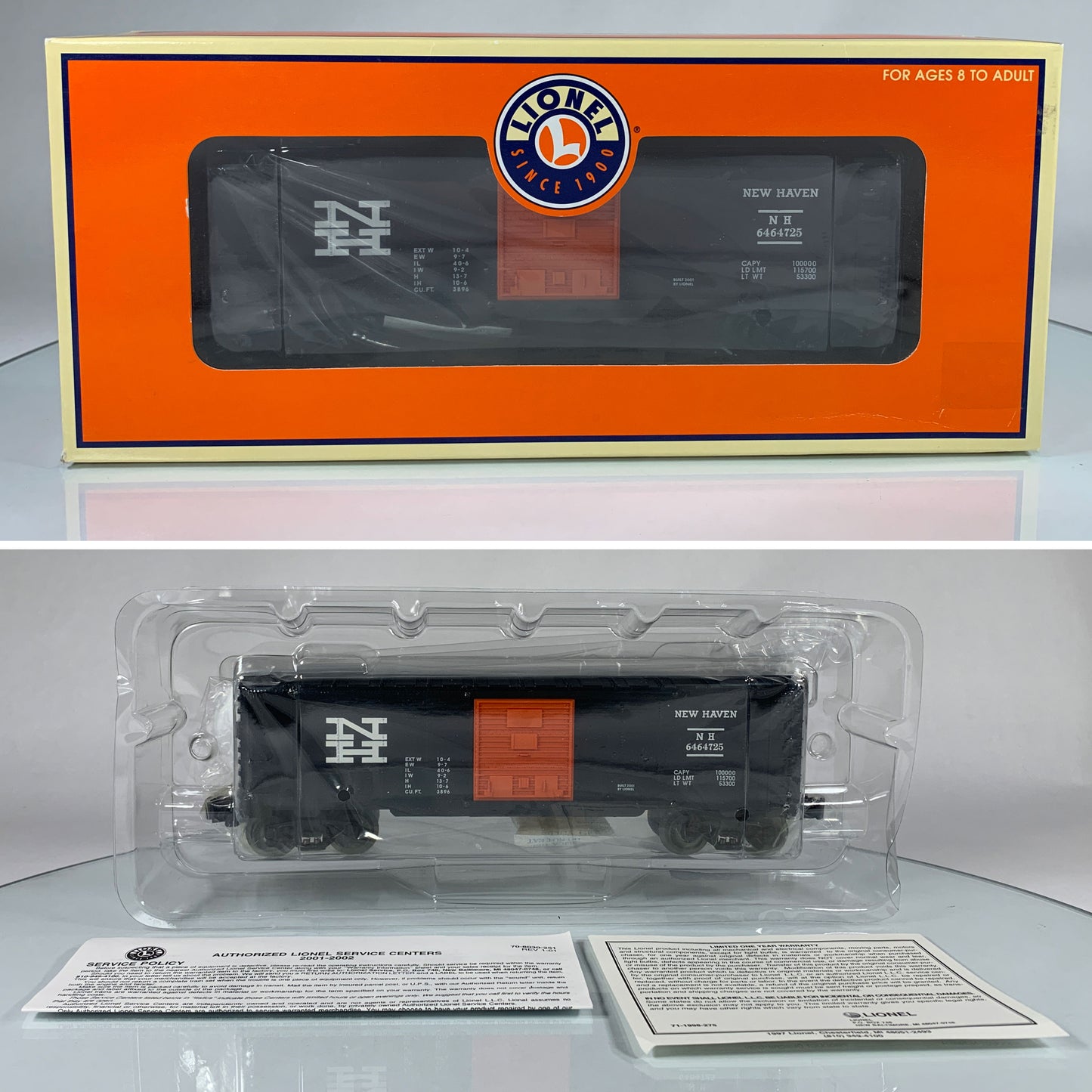 LIONEL • O GAUGE • 2001 New Haven 6464 Series X Boxcar 6-32904 • NEW OLD STOCK
