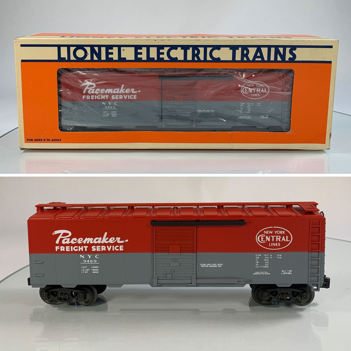 LIONEL • STD O GAUGE • 1985 New York Central Pacemaker Boxcar 6-9469 • NEW OLD STOCK