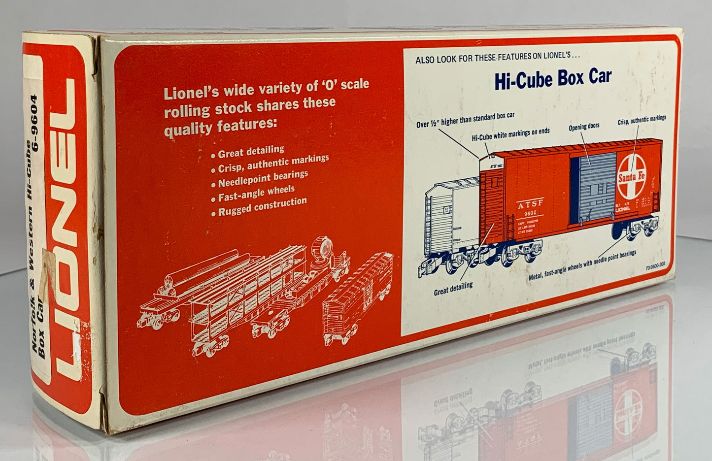 LIONEL • O GAUGE • 1976 Norfolk and Western Hi-Cube Boxcar 6-9604 • EX COND • LNOS