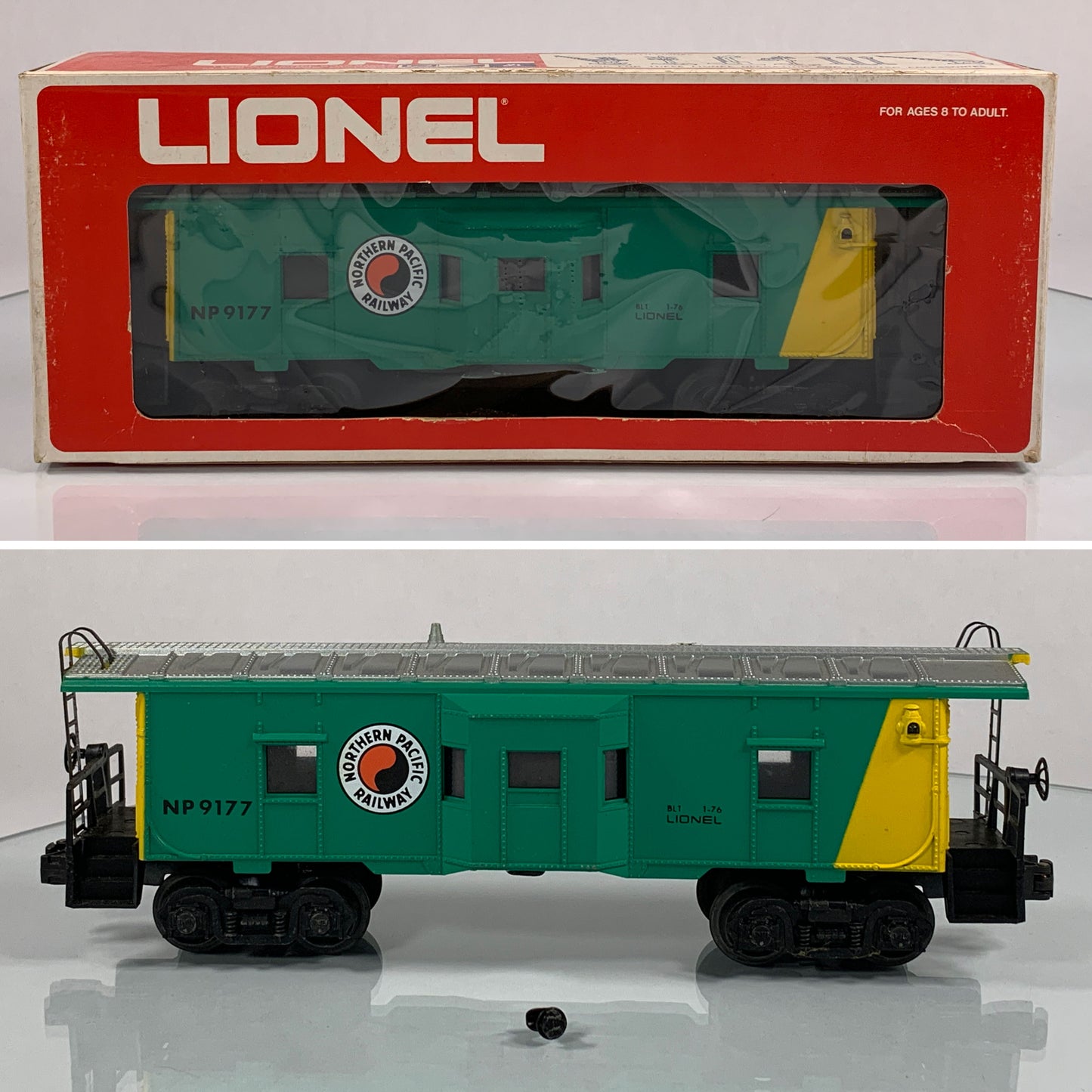 LIONEL • O GAUGE • 1976 Northern Pacific Bay Window Caboose 6-9177 • EX COND