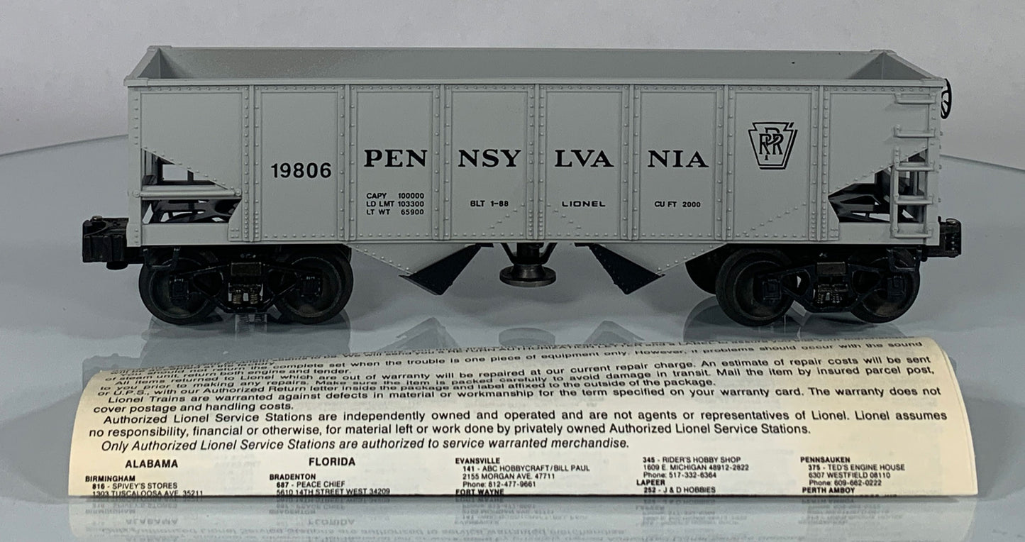 LIONEL • O GAUGE • 1988 Pennsylvania Operating Hopper 6-19806 • NEW OLD STOCK