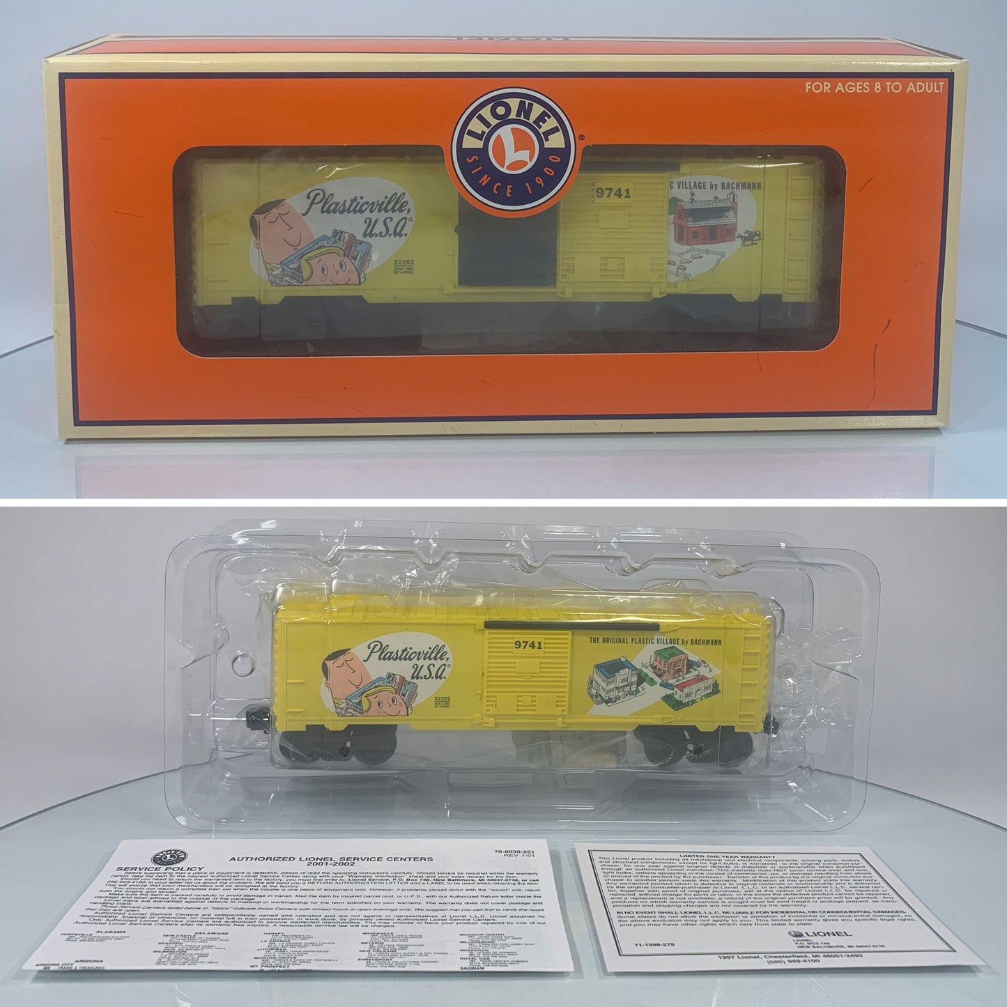 LIONEL • O GAUGE • 2002 Plasticville U.S.A. Boxcar 6-52262 • NEW OLD STOCK