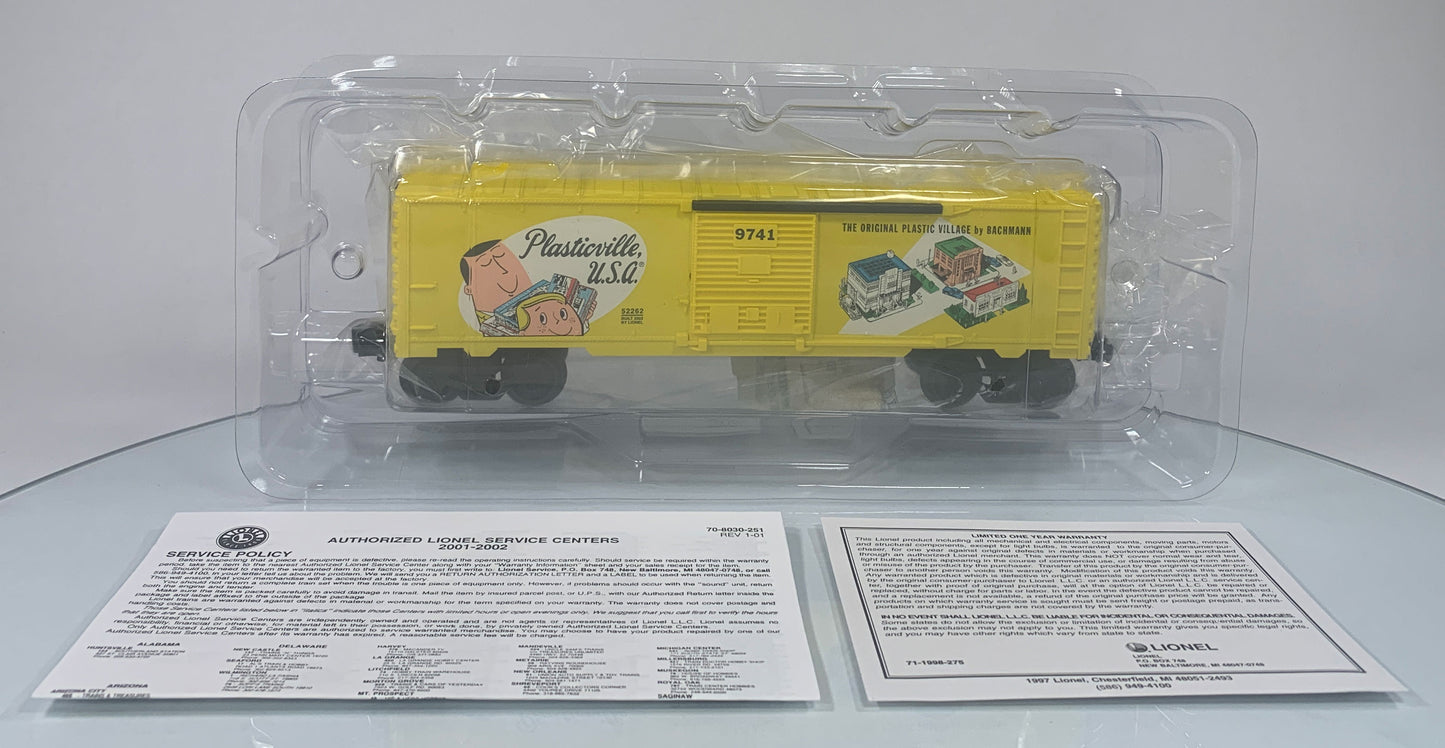 LIONEL • O GAUGE • 2002 Plasticville U.S.A. Boxcar 6-52262 • NEW OLD STOCK
