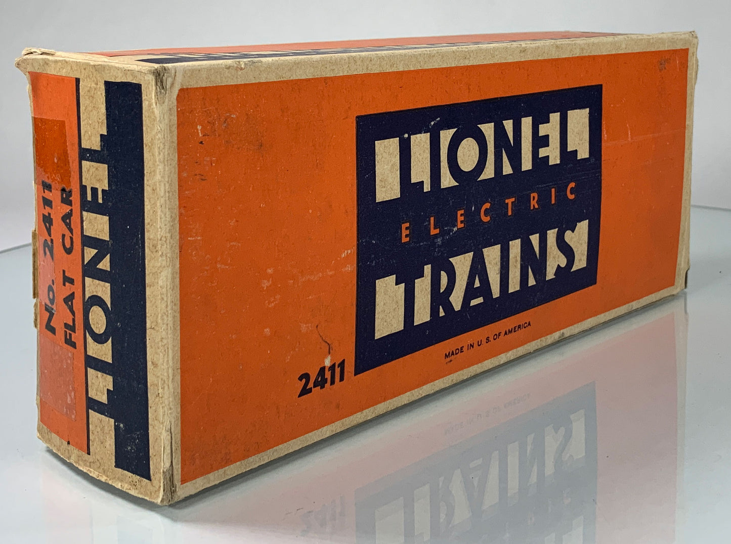 LIONEL • O GAUGE • 1947-1948 Postwar 2411 Flat Car with Logs • Original Box • GOOD COND