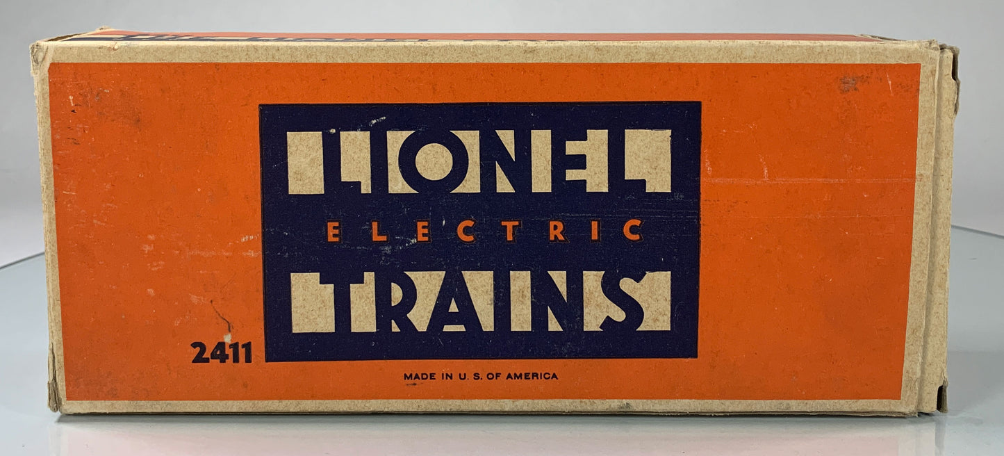 LIONEL • O GAUGE • 1947-1948 Postwar 2411 Flat Car with Logs • Original Box • GOOD COND