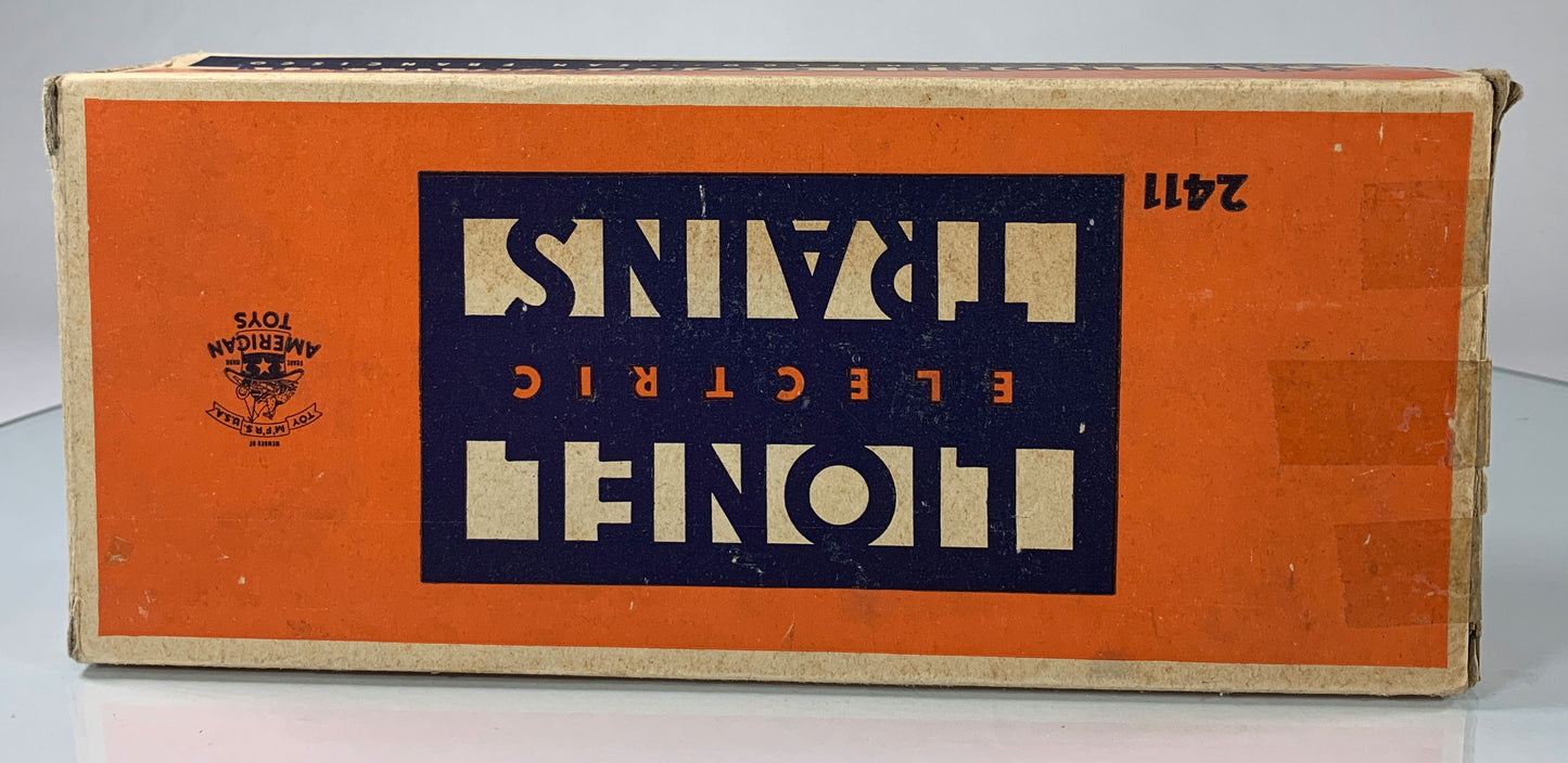 LIONEL • O GAUGE • 1947-1948 Postwar 2411 Flat Car with Logs • Original Box • GOOD COND