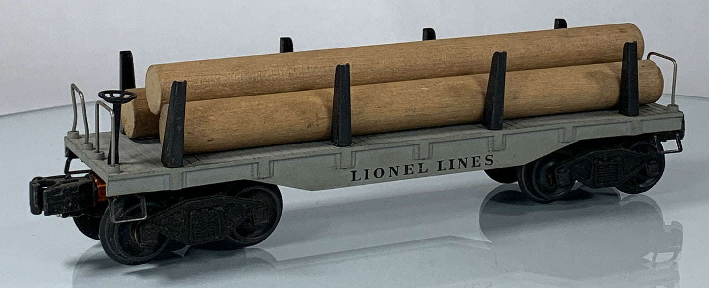 LIONEL • O GAUGE • 1947-1948 Postwar 2411 Flat Car with Logs • Original Box • GOOD COND