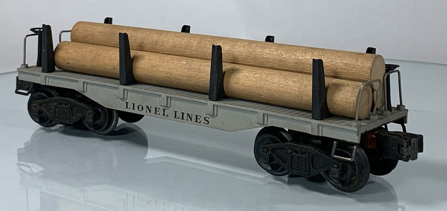 LIONEL • O GAUGE • 1947-1948 Postwar 2411 Flat Car with Logs • Original Box • GOOD COND