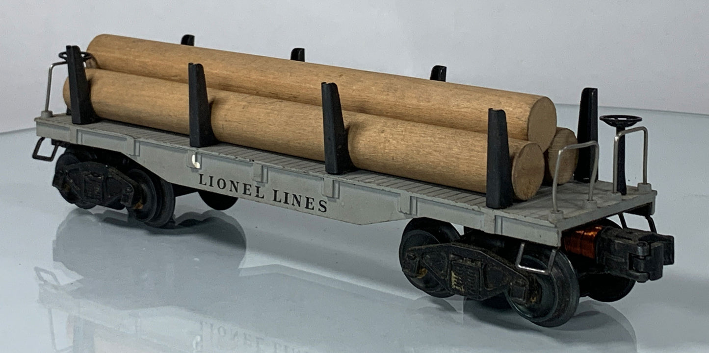 LIONEL • O GAUGE • 1947-1948 Postwar 2411 Flat Car with Logs • Original Box • GOOD COND