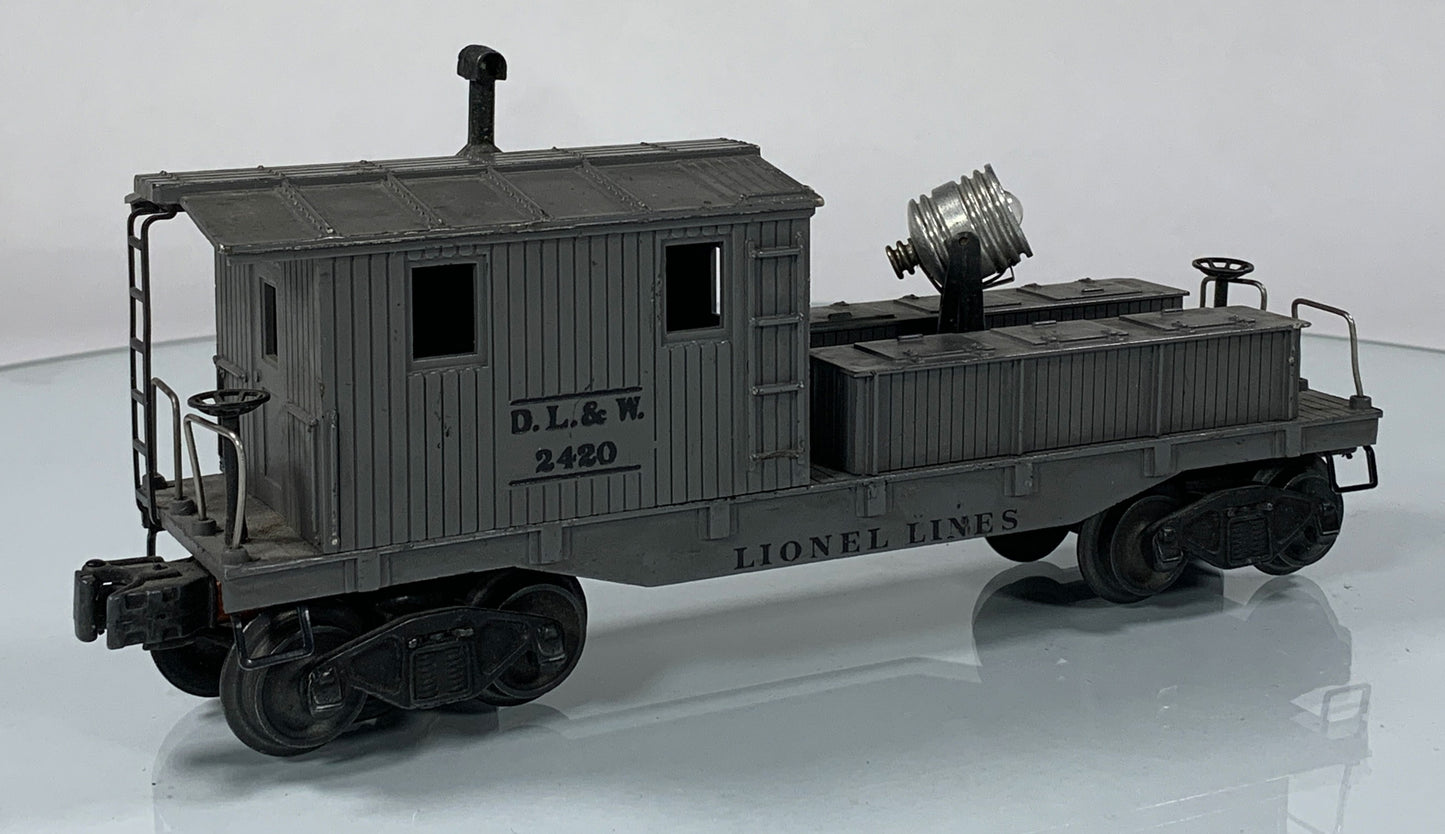 LIONEL • O GAUGE • 1946 Postwar 2420 D L & W Searchlight Work Caboose • Loose • GOOD COND