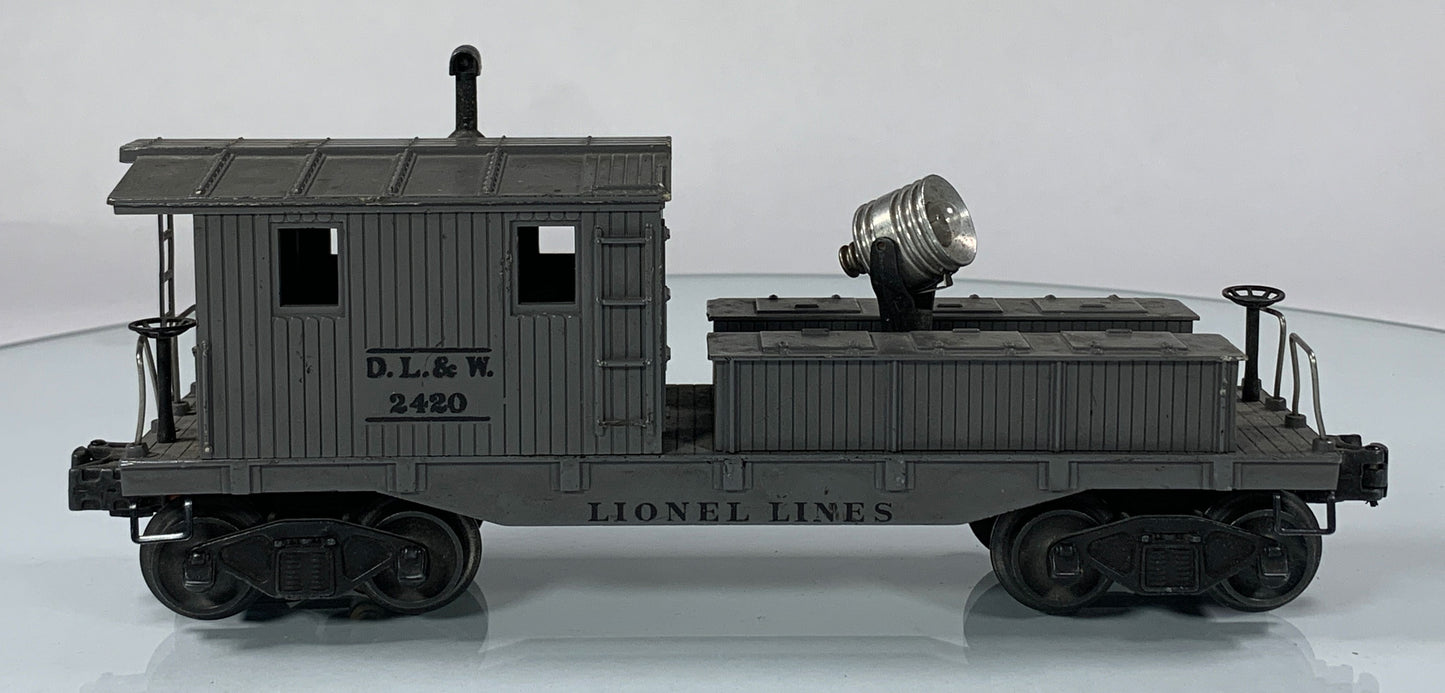 LIONEL • O GAUGE • 1946 Postwar 2420 D L & W Searchlight Work Caboose • Loose • GOOD COND