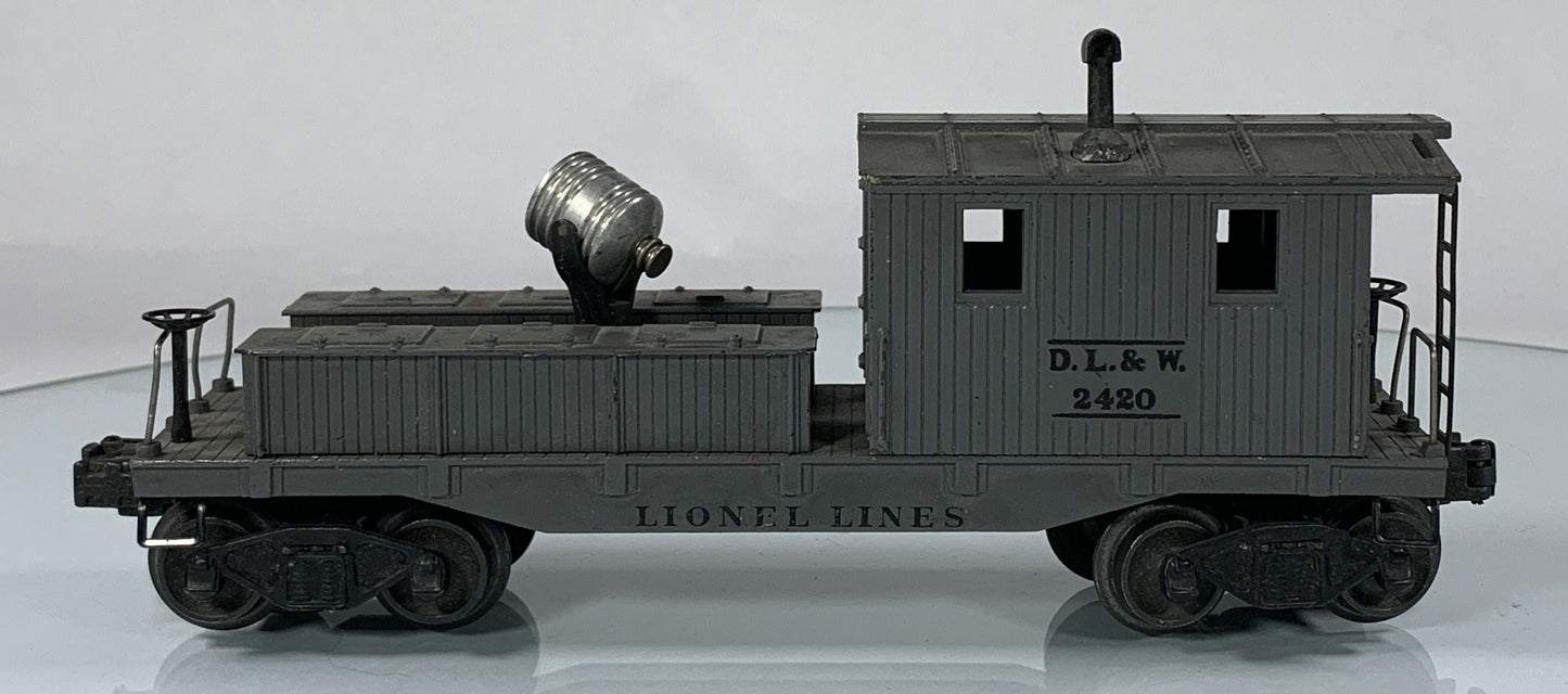 LIONEL • O GAUGE • 1946 Postwar 2420 D L & W Searchlight Work Caboose • Loose • GOOD COND