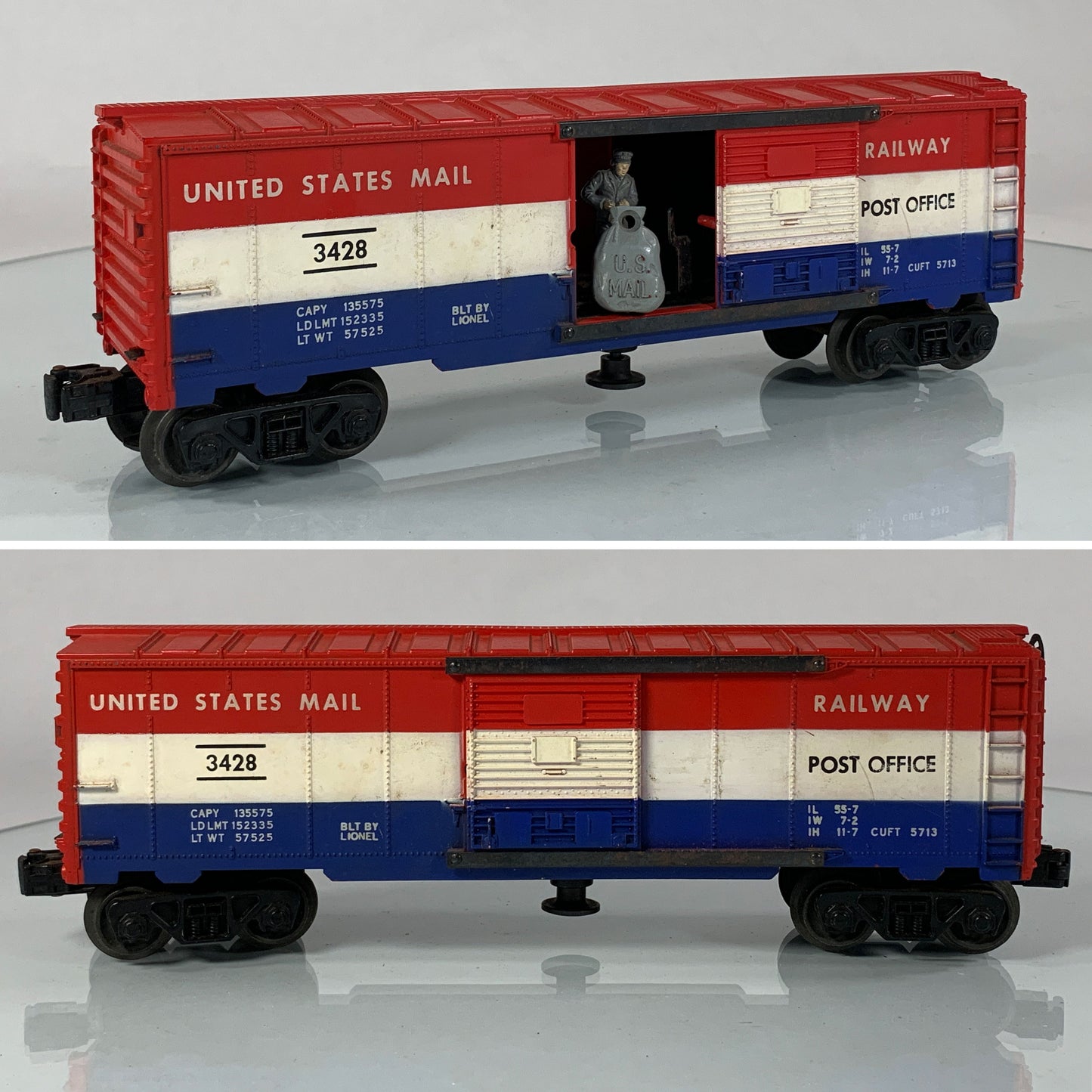 LIONEL • O GAUGE • 1959-1960 Postwar 3428 US Mail Operating Boxcar • Loose • GOOD COND