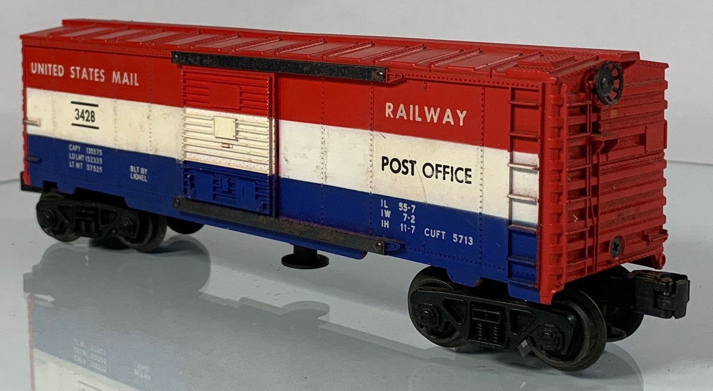 LIONEL • O GAUGE • 1959-1960 Postwar 3428 US Mail Operating Boxcar • Loose • GOOD COND