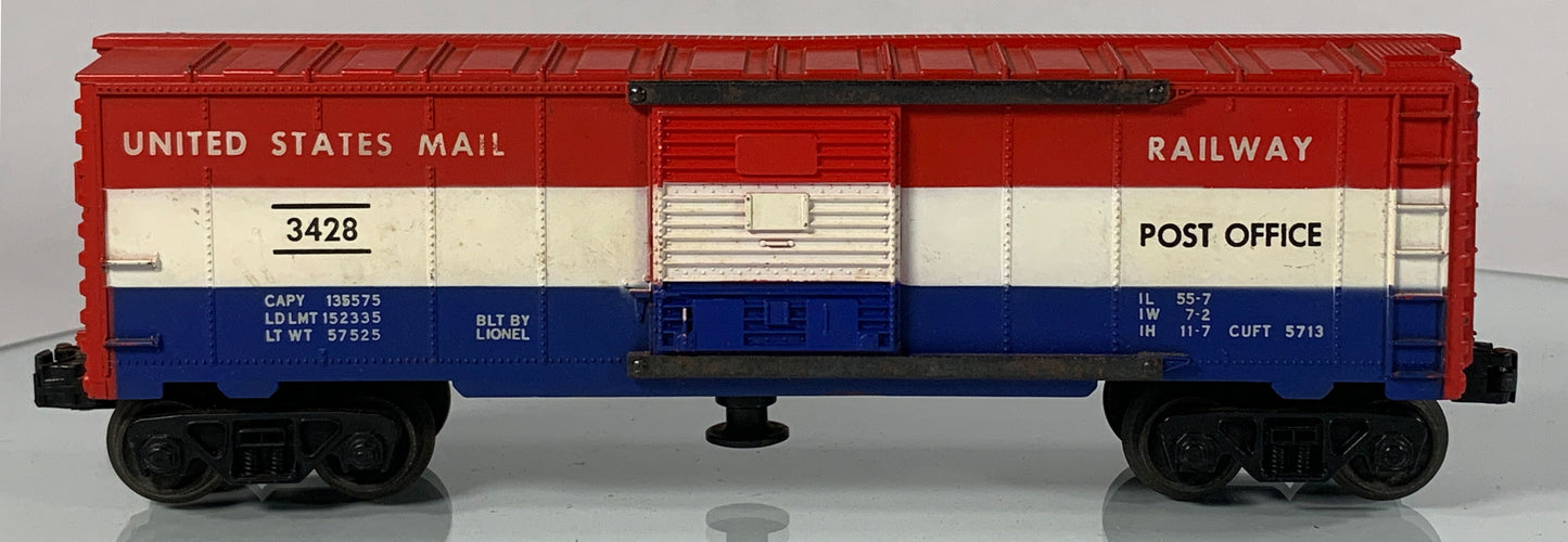 LIONEL • O GAUGE • 1959-1960 Postwar 3428 US Mail Operating Boxcar • Loose • GOOD COND