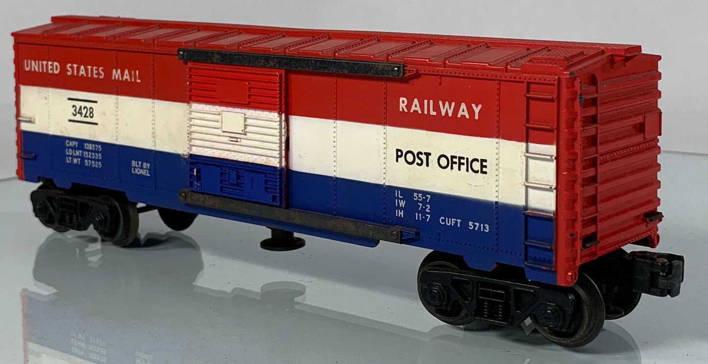 LIONEL • O GAUGE • 1959-1960 Postwar 3428 US Mail Operating Boxcar • Loose • GOOD COND