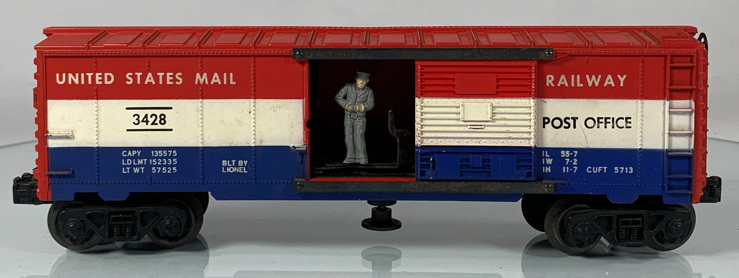 LIONEL • O GAUGE • 1959-1960 Postwar 3428 US Mail Operating Boxcar • Loose • GOOD COND